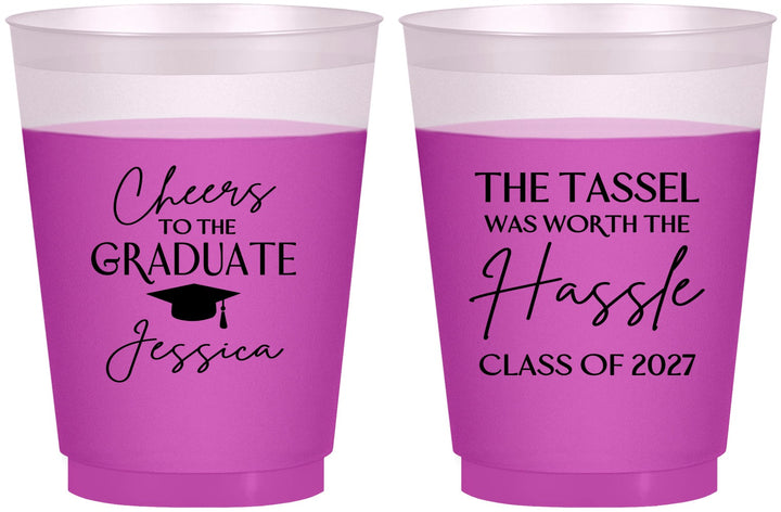 Custom Graduation 16 oz Color Changing Frosted Cups - Class Of 2027 Tassel Hassel | 130010