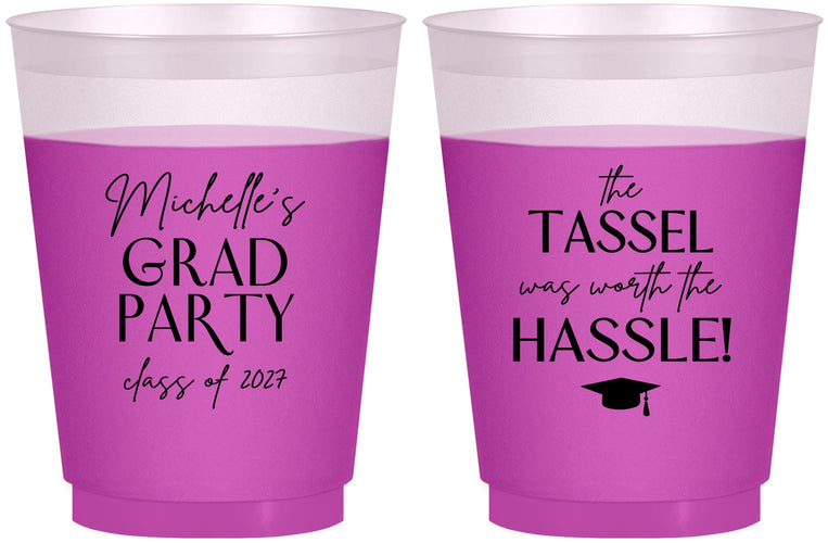 Custom Graduation 16 oz Color Changing Frosted Cups - Class Of 2027 Tassel Hassel | 130011