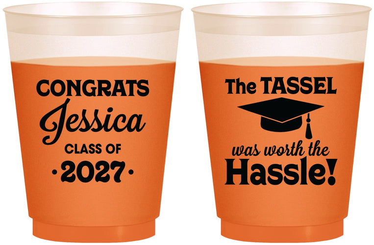 Custom Graduation 16 oz Color Changing Frosted Cups - Class Of 2027 Tassel Hassel | 130012