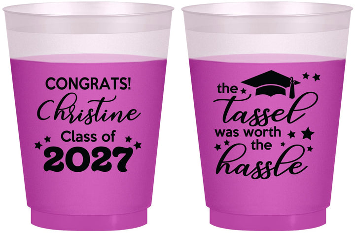 Custom Graduation 16 oz Color Changing Frosted Cups - Class Of 2027 Tassel Hassel | 130013