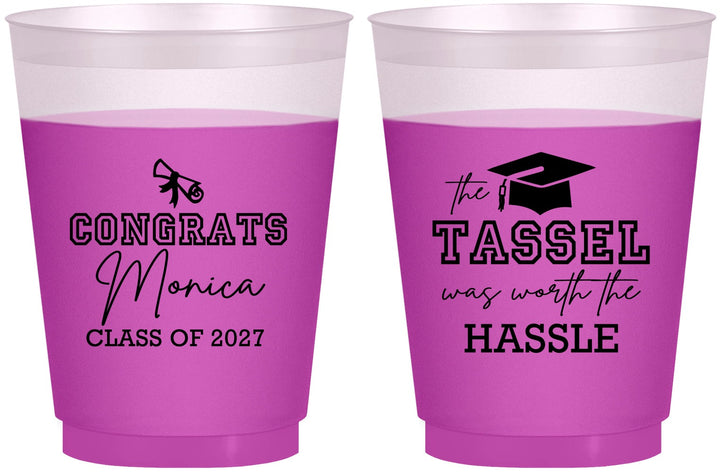 Custom Graduation 16 oz Color Changing Frosted Cups - Class Of 2027 Tassel Hassel | 130014