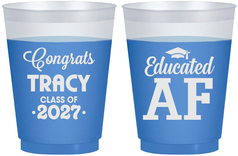 Custom Graduation 16 oz Color Changing Frosted Cups - Class Of 2027 Educated Af | 130015