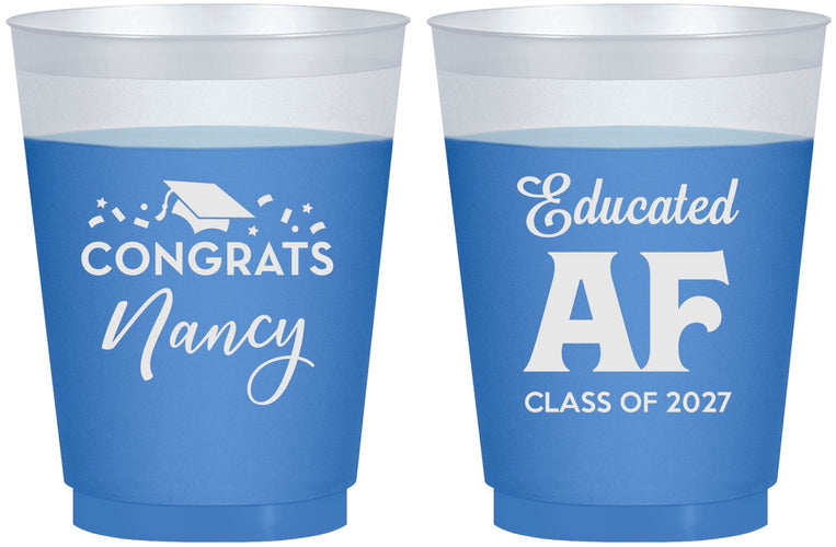 Custom Graduation 16 oz Color Changing Frosted Cups - Class Of 2027 Educated Af | 130016
