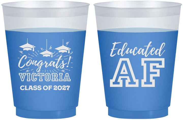 Custom Graduation 16 oz Color Changing Frosted Cups - Class Of 2027 Educated Af | 130017