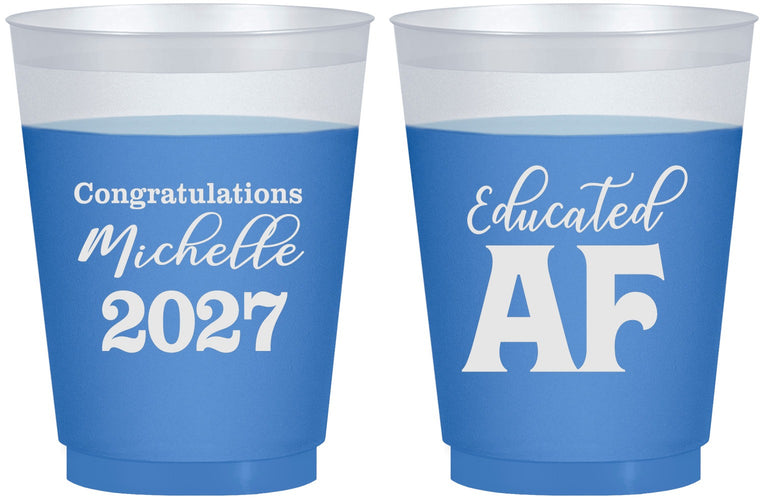 Custom Graduation 16 oz Color Changing Frosted Cups - Class Of 2027 Educated Af | 130018