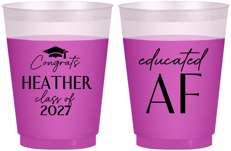 Custom Graduation 16 oz Color Changing Frosted Cups - Class Of 2027 Educated Af | 130019