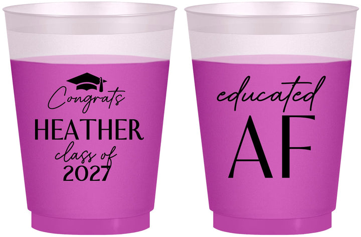 Custom Graduation 16 oz Color Changing Frosted Cups - Class Of 2027 Educated Af | 130019