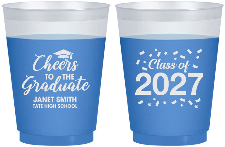 Custom Graduation 16 oz Color Changing Frosted Cups - Class Of 2027 Cheers Graduate | 130021