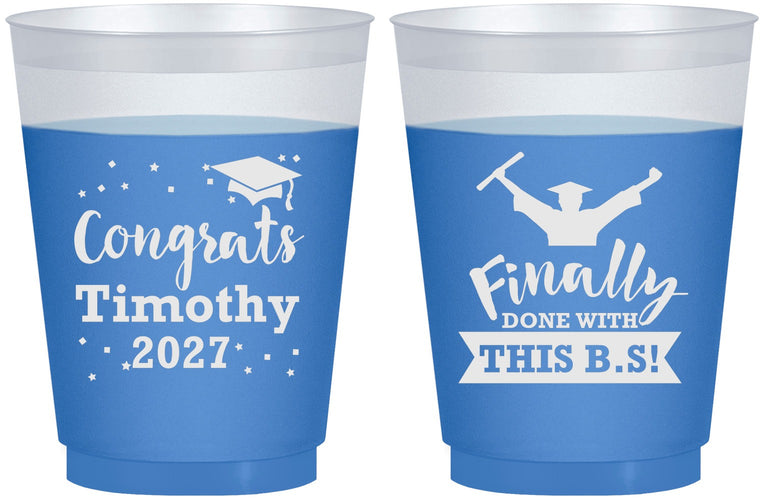 Custom Graduation 16 oz Color Changing Frosted Cups - Class Of 2027 Done With Bs | 130025