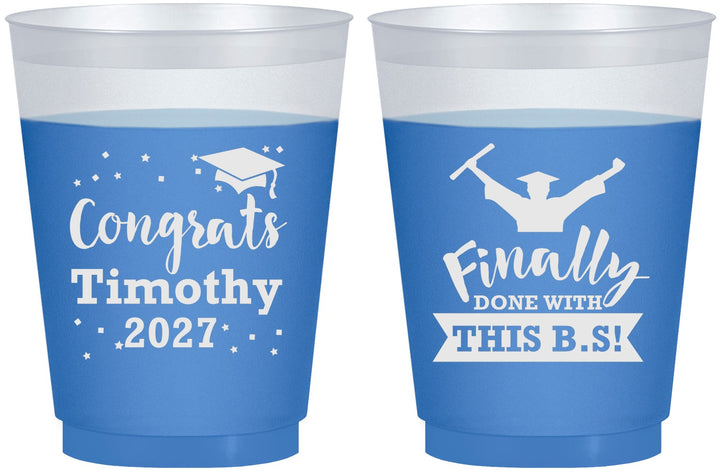 Custom Graduation 16 oz Color Changing Frosted Cups - Class Of 2027 Done With Bs | 130025