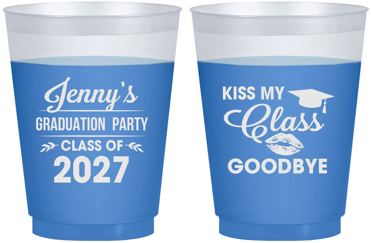 Custom Graduation 16 oz Color Changing Frosted Cups - Class Of 2027 Kiss Class Goodbye | 130028