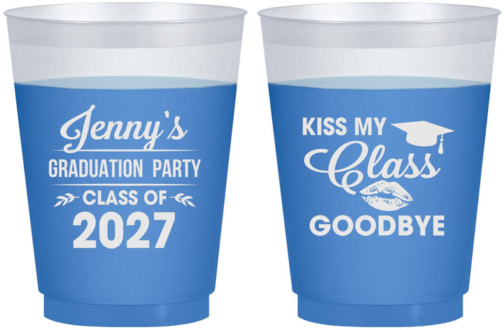 Custom Graduation 16 oz Color Changing Frosted Cups - Class Of 2027 Kiss Class Goodbye | 130028