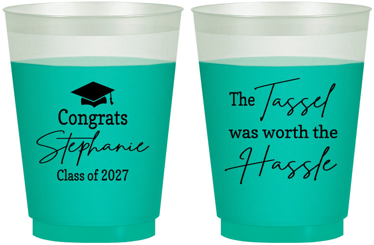 Custom Graduation 16 oz Color Changing Frosted Cups - Class Of 2027 Tassel Hassel | 130031