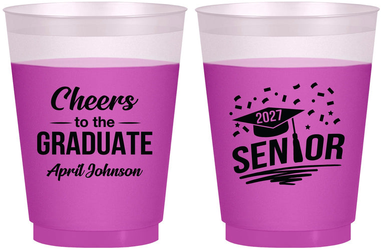 Custom Graduation 16 oz Color Changing Frosted Cups - Class Of 2027 Cheers Graduate | 130035