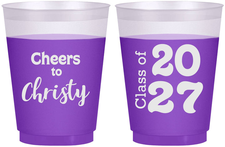 Custom Graduation 16 oz Color Changing Frosted Cups - Class Of 2027 Cheers | 130037