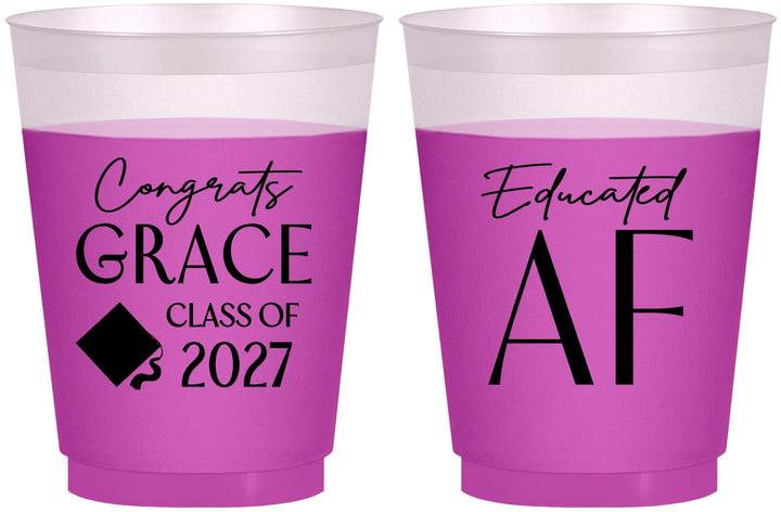 Custom Graduation 16 oz Color Changing Frosted Cups - Class Of 2027 Educated Af | 130040