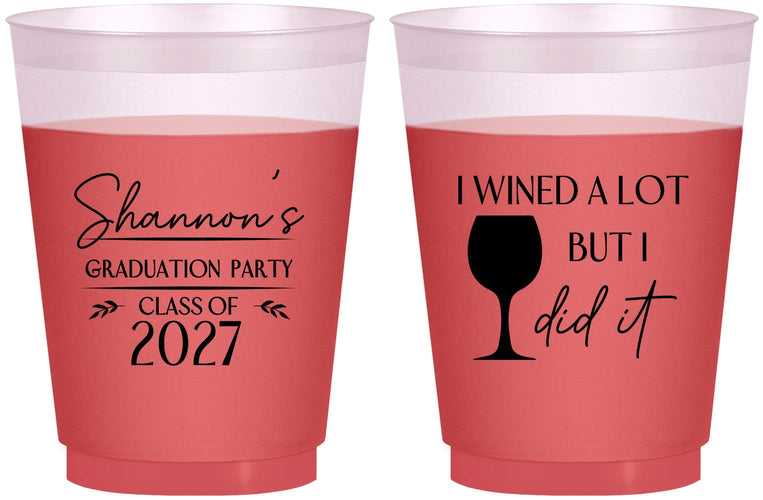 Custom Graduation 16 oz Color Changing Frosted Cups - Class Of 2027 Wined A Lot | 130044