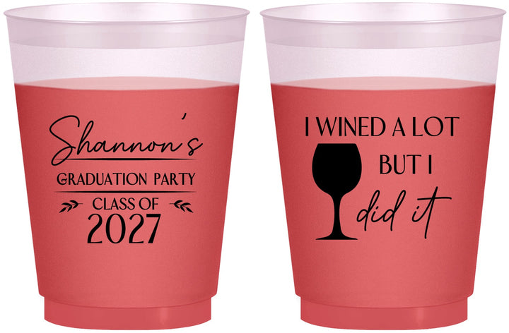 Custom Graduation 16 oz Color Changing Frosted Cups - Class Of 2027 Wined A Lot | 130044