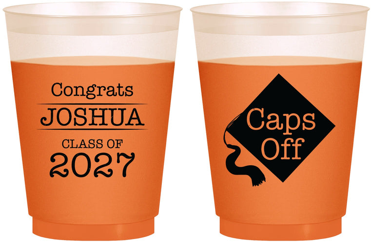 Custom Graduation 16 oz Color Changing Frosted Cups - Class Of 2027 Caps Off | 130045