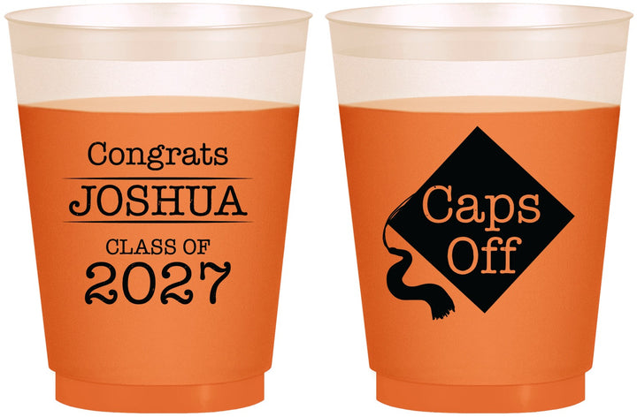 Custom Graduation 16 oz Color Changing Frosted Cups - Class Of 2027 Caps Off | 130045