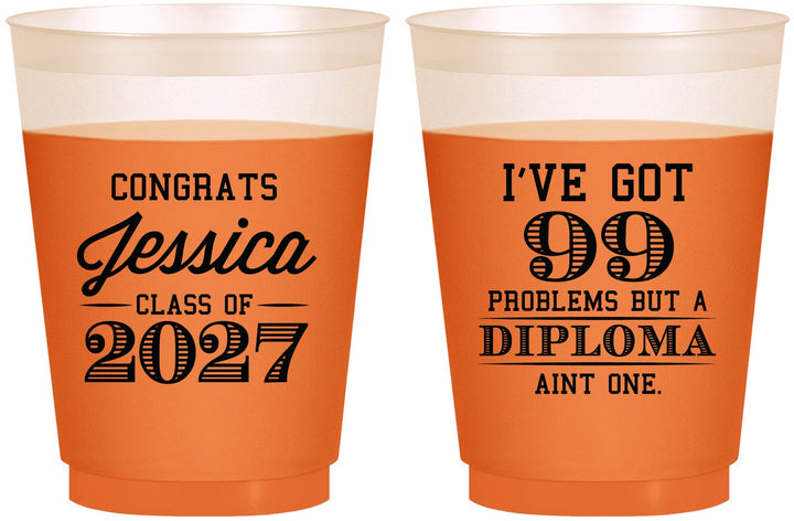 Custom Graduation 16 oz Color Changing Frosted Cups - Class Of 2027 99 Problems | 130047