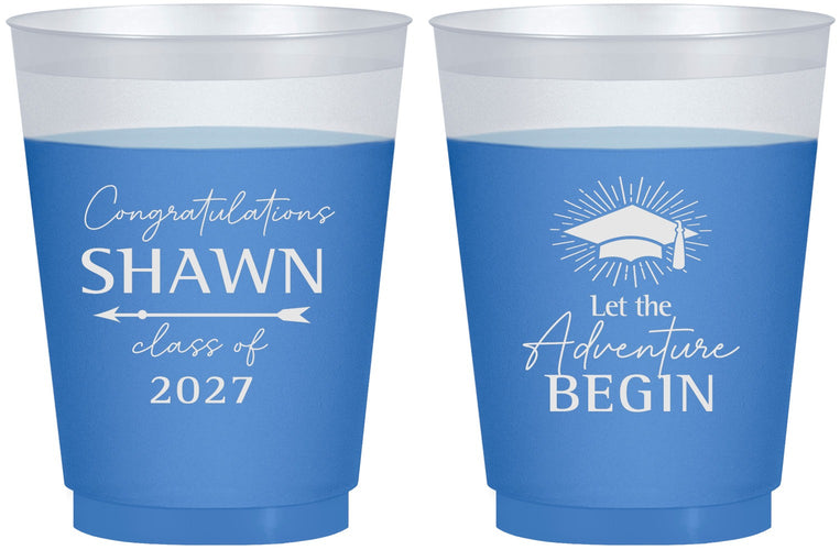 Custom Graduation 16 oz Color Changing Frosted Cups - Class Of 2027 Adventure Begin | 130048