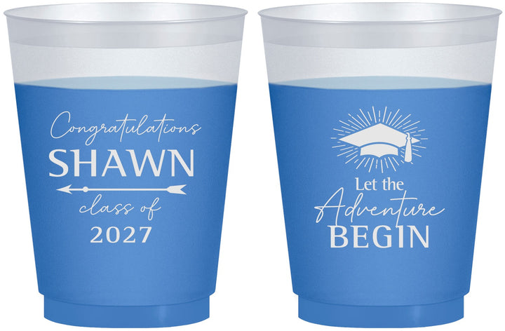 Custom Graduation 16 oz Color Changing Frosted Cups - Class Of 2027 Adventure Begin | 130048