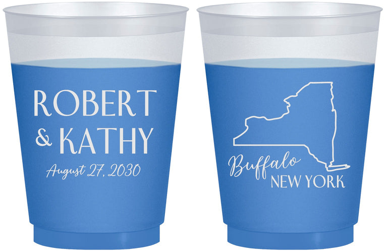 Custom Wedding 16 oz Color Changing Frosted Cups - New York | 131
