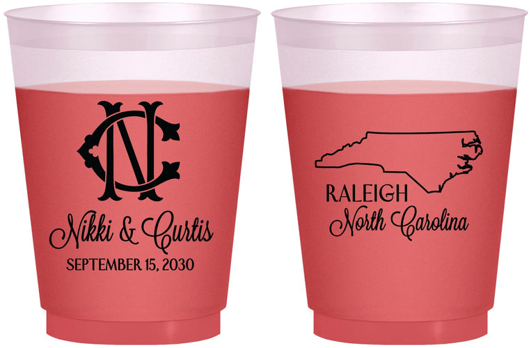 Custom Wedding 16 oz Color Changing Frosted Cups - North Carolina | 132