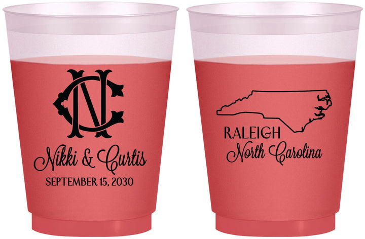 Custom Wedding 16 oz Color Changing Frosted Cups - North Carolina | 132