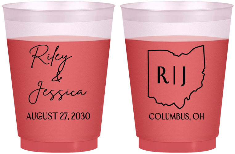 Custom Wedding 16 oz Color Changing Frosted Cups - Ohio | 134
