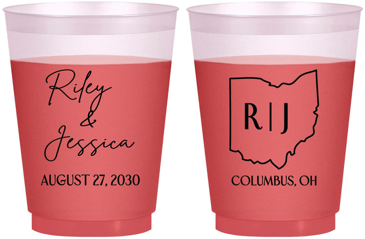 Custom Wedding 16 oz Color Changing Frosted Cups - Ohio | 134