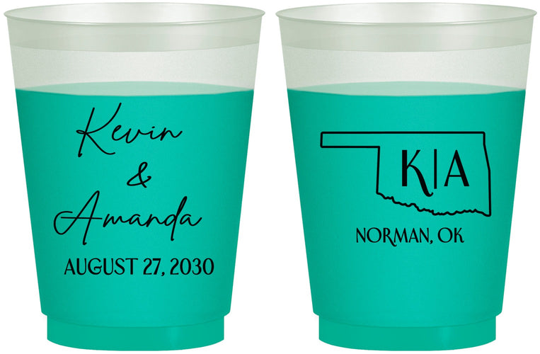 Custom Wedding 16 oz Color Changing Frosted Cups - Oklahoma | 135