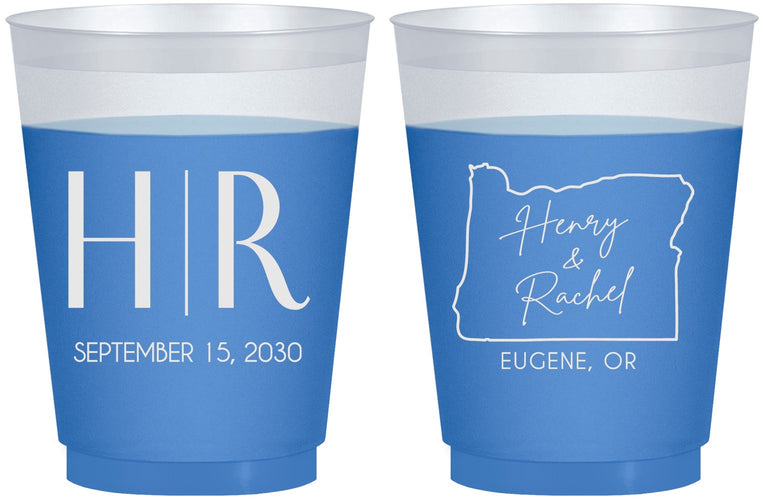 Custom Wedding 16 oz Color Changing Frosted Cups - Oregon | 136