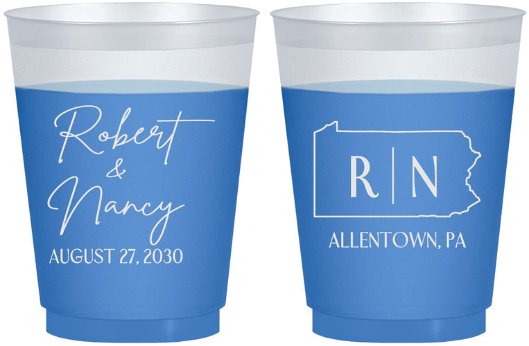 Custom Wedding 16 oz Color Changing Frosted Cups - Pennsylvania | 137
