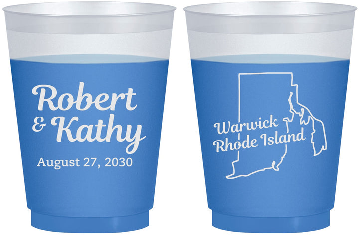 Custom Wedding 16 oz Color Changing Frosted Cups - Rhode Island | 138