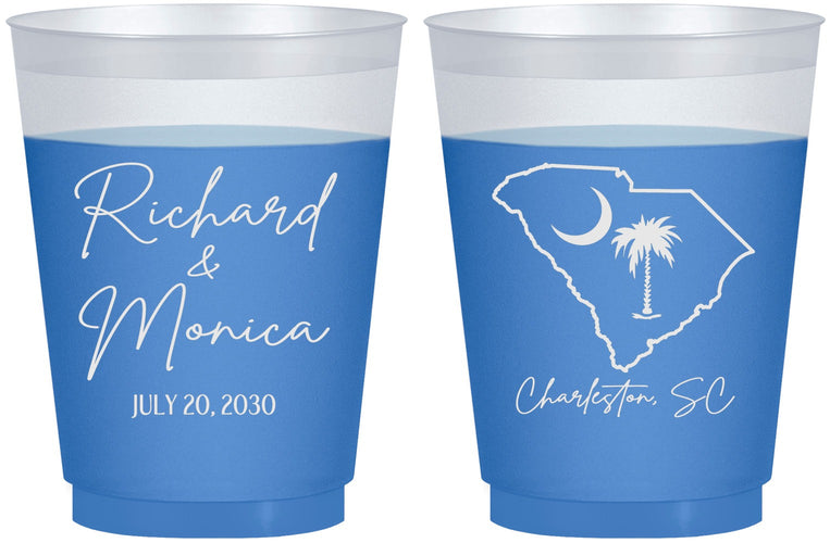 Custom Wedding 16 oz Color Changing Frosted Cups - South Carolina | 139