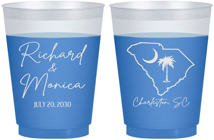 Custom Wedding 16 oz Color Changing Frosted Cups - South Carolina | 139