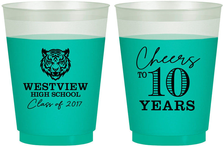 Custom Class Reunion 16 oz Color Changing Frosted Cups - Class Of 2017 10 Year | 140005