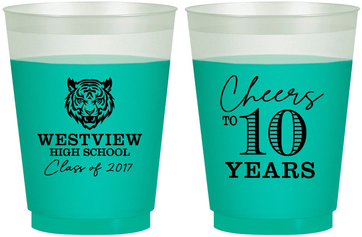 Custom Class Reunion 16 oz Color Changing Frosted Cups - Class Of 2017 10 Year | 140005