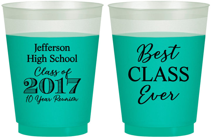 Custom Class Reunion 16 oz Color Changing Frosted Cups - Class Of 2017 10 Year | 140025