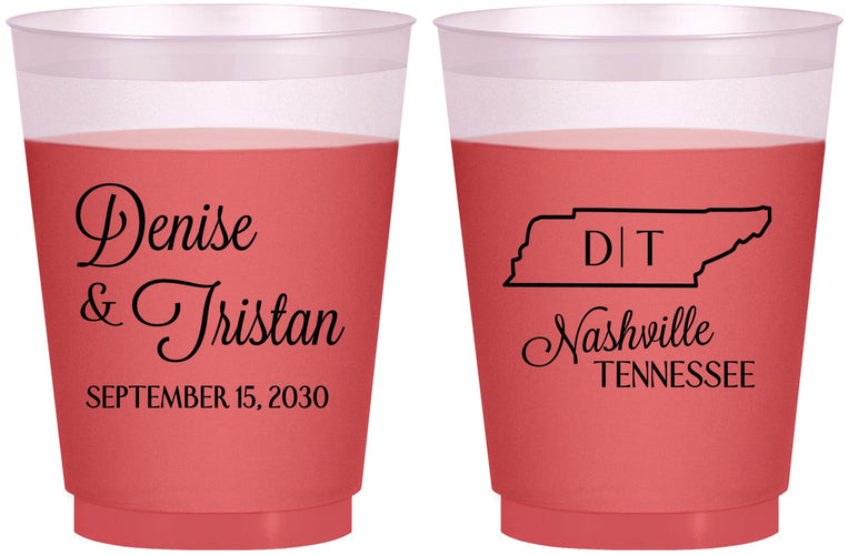 Custom Wedding 16 oz Color Changing Frosted Cups - Tennessee | 141
