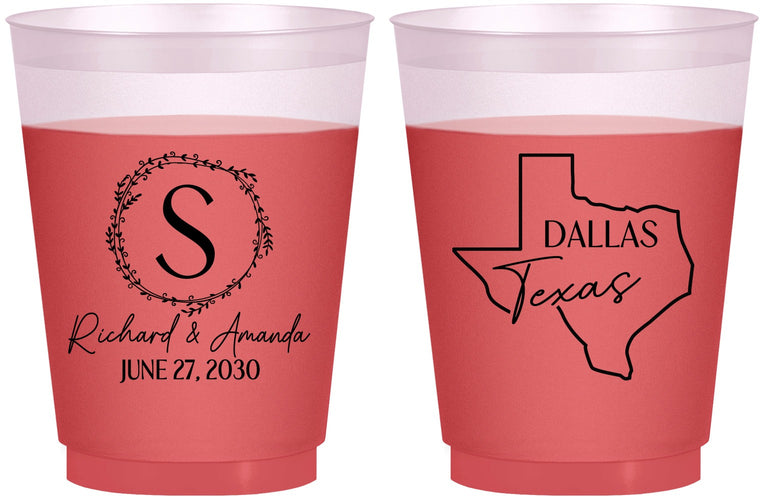 Custom Wedding 16 oz Color Changing Frosted Cups - Texas | 142