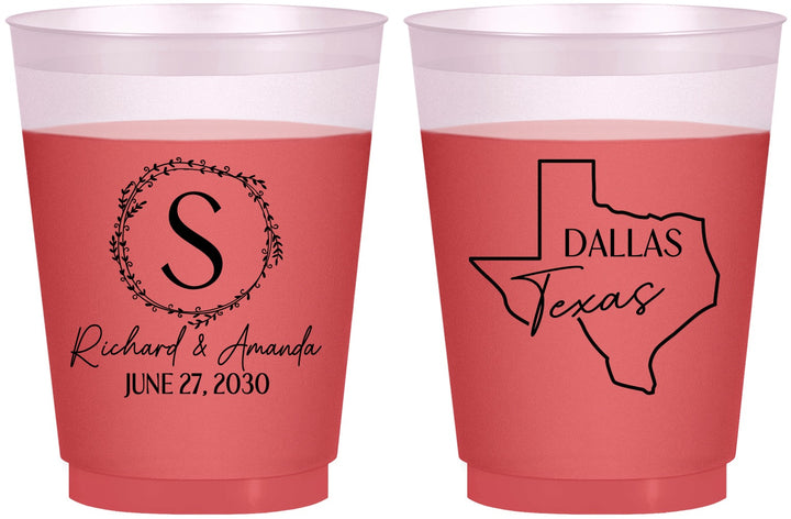 Custom Wedding 16 oz Color Changing Frosted Cups - Texas | 142