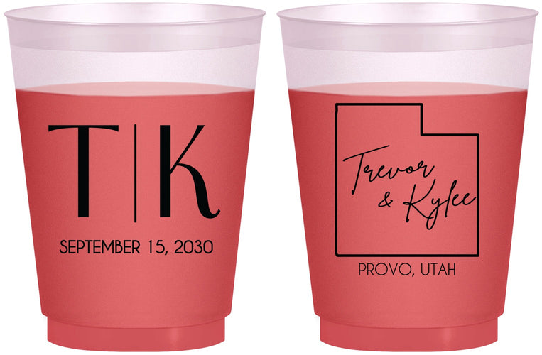 Custom Wedding 16 oz Color Changing Frosted Cups - Utah | 143