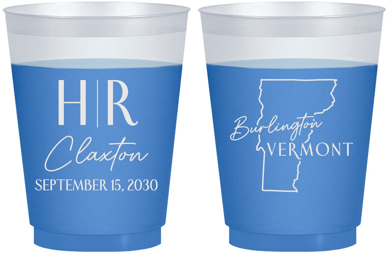 Custom Wedding 16 oz Color Changing Frosted Cups - Vermont | 144