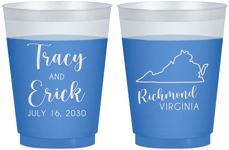 Custom Wedding 16 oz Color Changing Frosted Cups - Virginia | 145