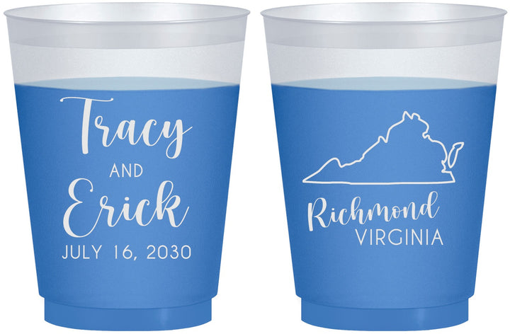 Custom Wedding 16 oz Color Changing Frosted Cups - Virginia | 145