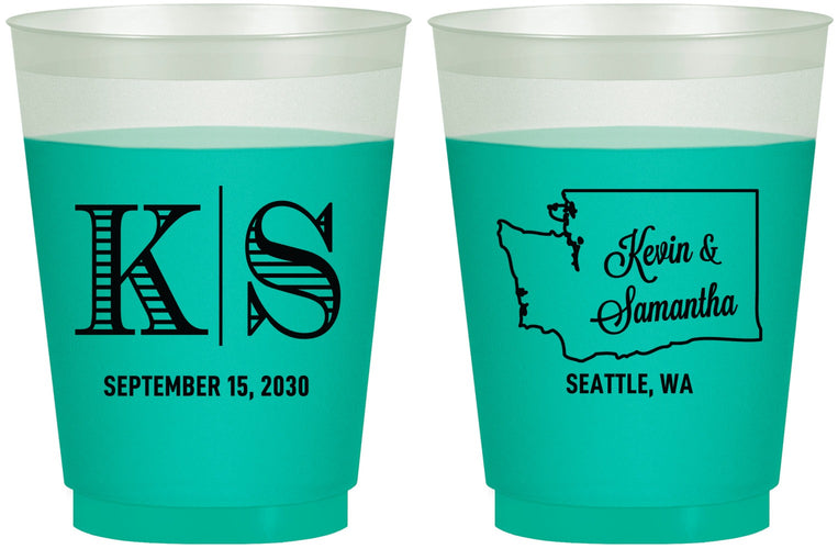 Custom Wedding 16 oz Color Changing Frosted Cups - Washington | 146
