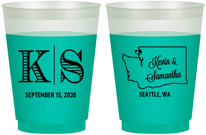 Custom Wedding 16 oz Color Changing Frosted Cups - Washington | 146